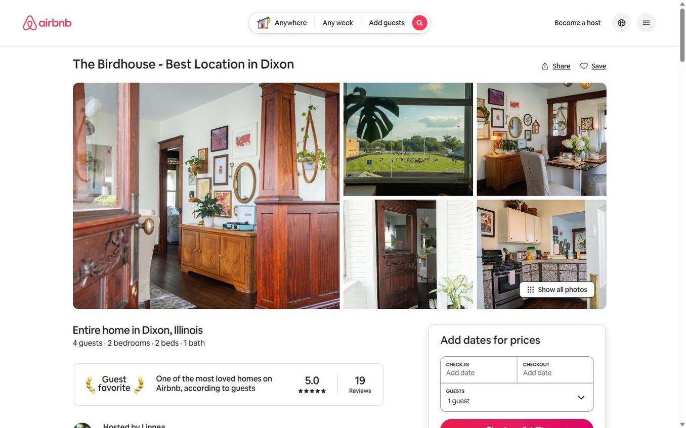 The Birdhouse - charming rental in Dixon, IL