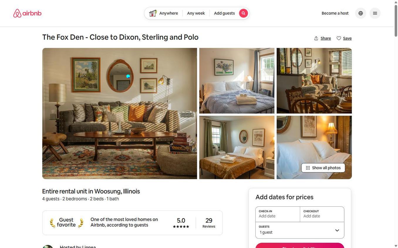 The Fox Den - cozy country rental in Woosung, IL