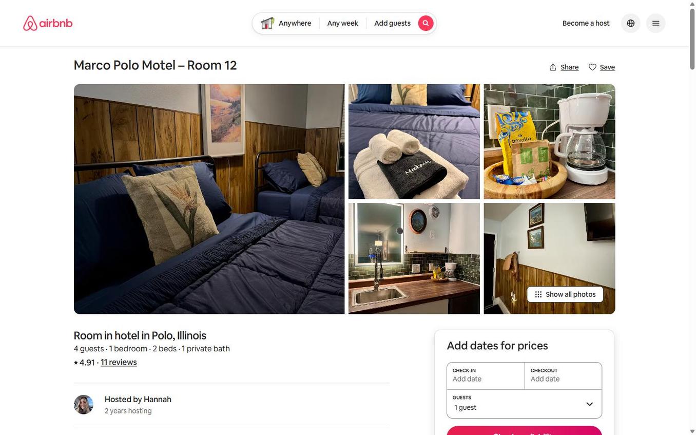 Marco Polo Motel room - clean and comfortable in Polo, IL