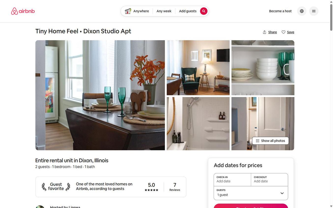 Tiny Home Feel - cozy studio in Dixon, IL